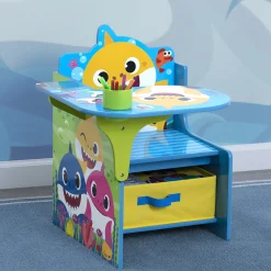 Baby Shark Chair Desk with Storage Bin