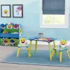 Baby Shark 4-Piece Playroom Solution – Set Includes Table and 2 Chairs and 6-Bin Toy Organizer