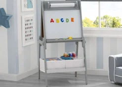 Chelsea Double-Sided Storage Easel with Paper Roll and Magnets | Dry Erase Surface & Chalkboard Surface