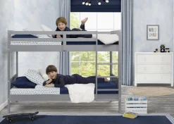 Convertible Twin Bunk Bed with Ladder and Guardrails