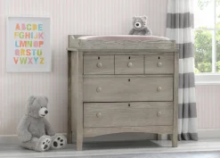 Farmhouse 3 Drawer Dresser with Changing Top and Interlocking Drawers