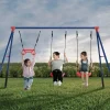 FunZone Outdoor Metal 3-Piece Swing Set - Includes 2 Swings and 1 Trapeze Bar