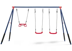 FunZone Outdoor Metal 3-Piece Swing Set - Includes 2 Swings and 1 Trapeze Bar