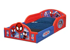 Marvel Spidey and His Amazing Friends 4-Piece Toddler Room-in-a-Box Set – Includes Sleep and Play Toddler Bed, Table, 1 Chair and Toy Box