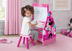 Minnie Mouse Deluxe Kids Art Table - Easel, Desk, Stool, Toy Organizer