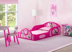 Minnie Mouse 4-Piece Toddler Room-in-a-Box Set – Includes Sleep and Play Toddler Bed, Table, 1 Chair and Toy Box