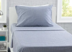 Navy Gingham 3-Piece Twin Sheet Set