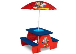 PAW Patrol 4 Seat Activity Picnic Table with Umbrella and Lego Compatible Tabletop