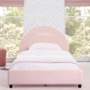 Personalized Upholstered Twin Bed with Round Headboard