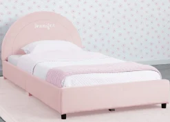 Personalized Upholstered Twin Bed with Round Headboard