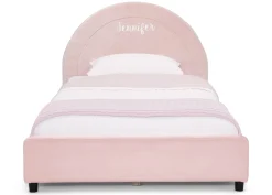 Personalized Upholstered Twin Bed with Round Headboard