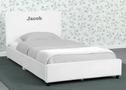 Personalized Upholstered Twin Bed with Headboard