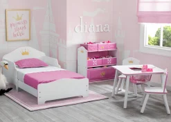 Princess Crown Kids Chair Set and Table, White/Pink