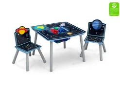 Space Adventures Kids Wood Table and Chair Set with Storage