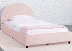 Upholstered Twin Bed with Round Headboard